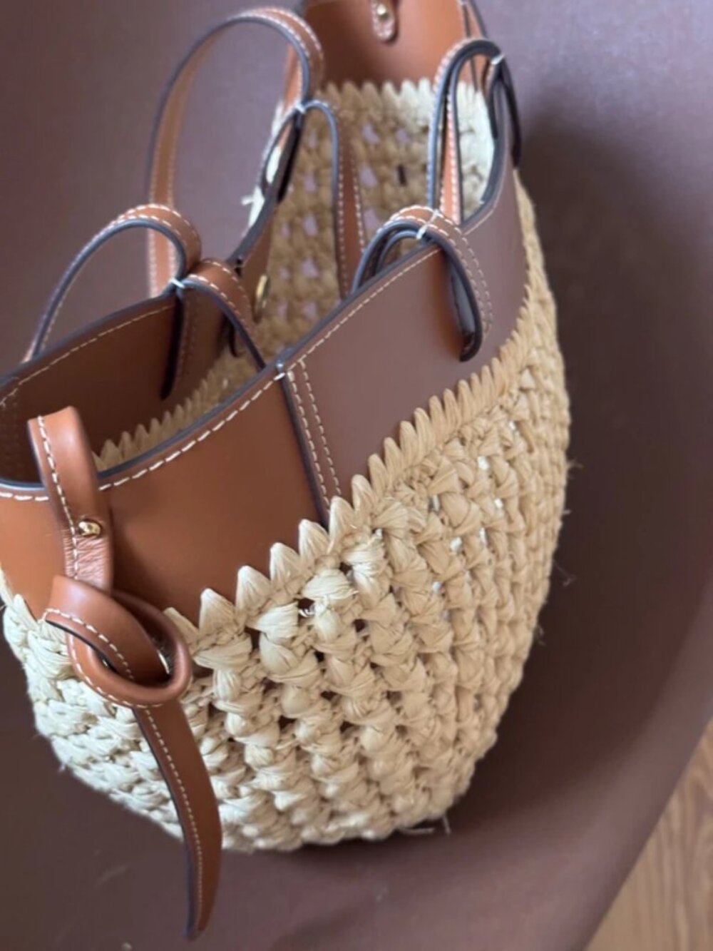 Polène Mini Raffia Cyme Small Shoulder Tote Vacation Straw Bag - Picture 2 of 4